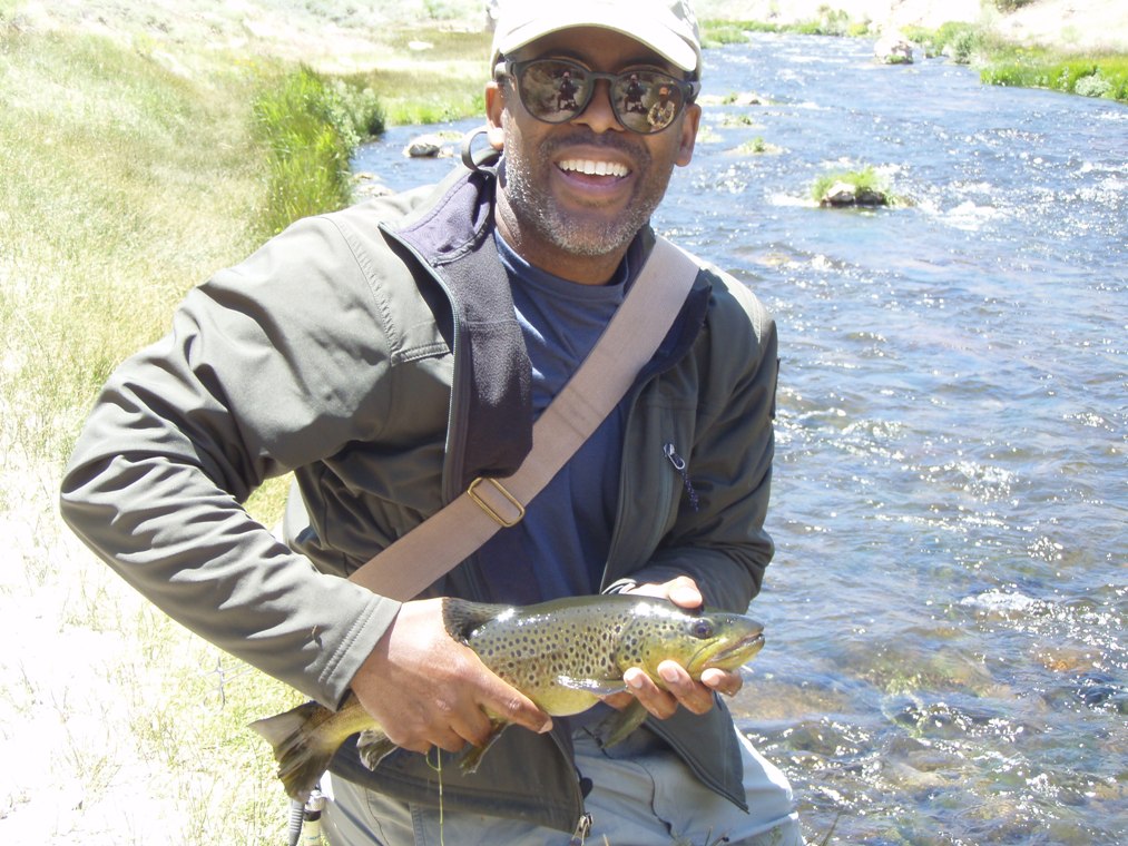 The team effort. I hooked the fish, the women seen in the reflection of my glasses landed it and the fellow next to her, took the picture.