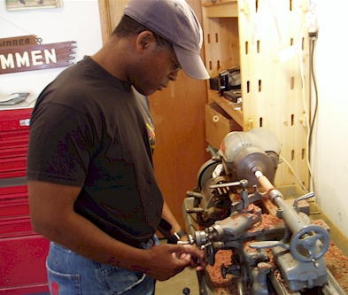 Turning seats on Erik's lathe.