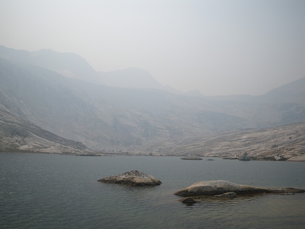 Conness Lake #3 filled with Rim Fire smoke